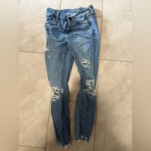 American Eagle Outfitters Ripped Blue Skinny Jeans